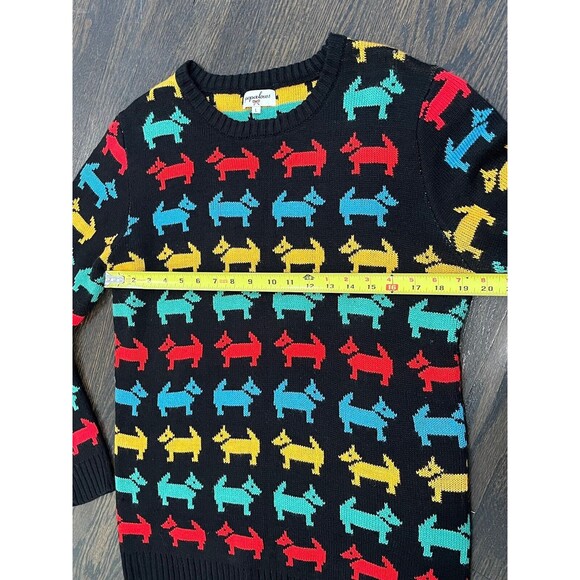 Pepaloves Sweater Women’s Large Black Rainbow Dogs Crewneck Novelty Long Sleeve - Picture 7 of 7